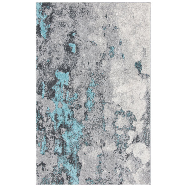 Drury Looped/Hooked Turquoise Rug