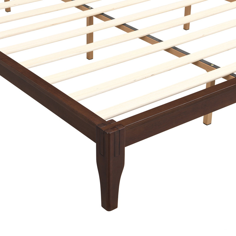 Lit plateforme en bambou de style Mid-Century moderne - aucun sommier requis, support en métal à lattes de bois, assemblage facile