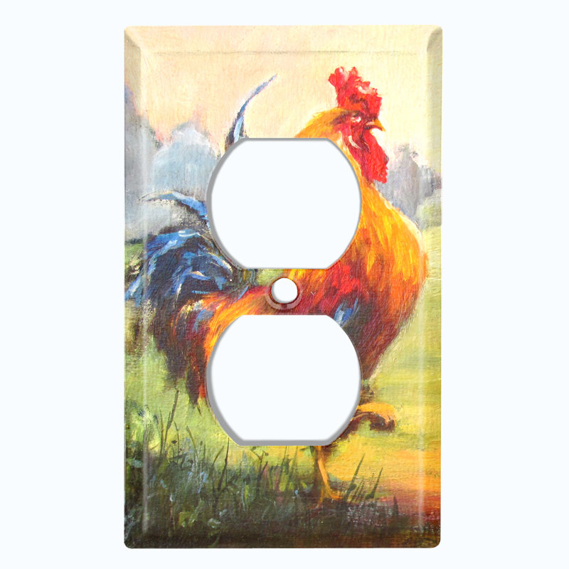 Plaque murale coq avec poules