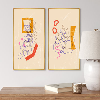 «Vintage Abstract Organic Geometrics in Retro XIII», ensemble de 2 reproductions