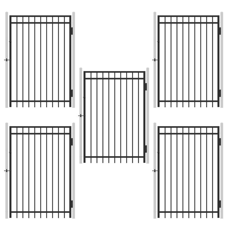 Paquet de 5 barrières de clôture robustes à toit plat 4 pi H x 4 pi l, 3,8 pi X l 3,9 pi W
