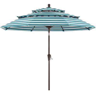 9’ 3-Tier Olefin Market Umbrella with Tilt and Crank Lift