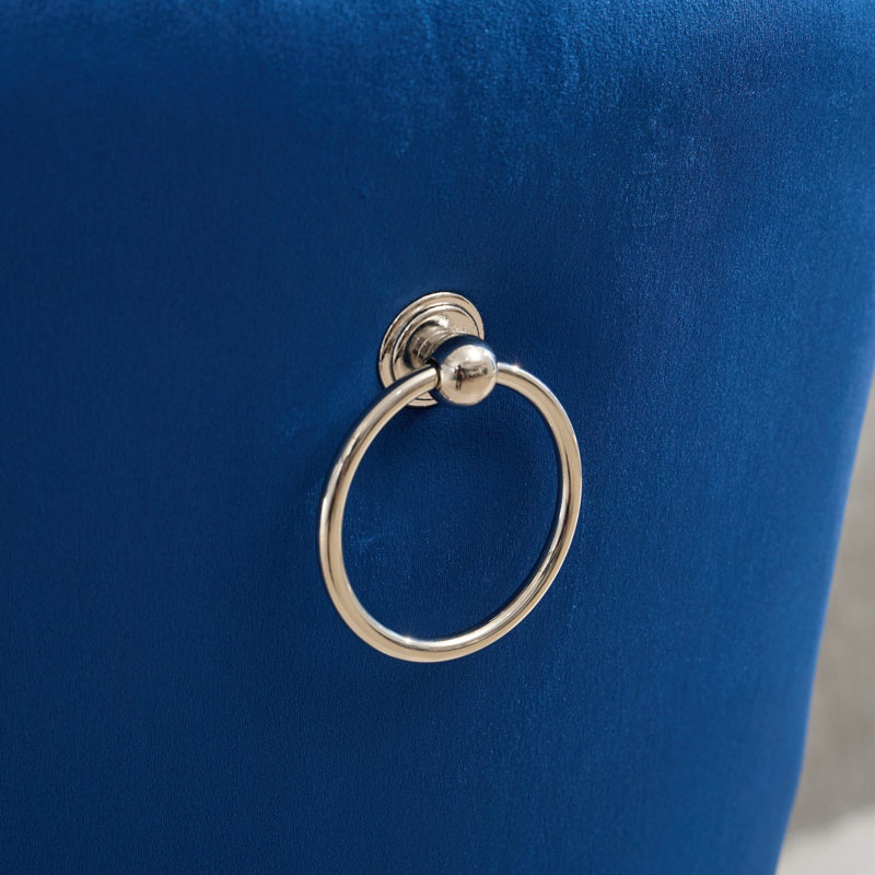 Tabourets de bar pivotants en velours épais et chromés Zager Modern, Bleu, 4