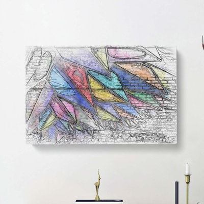 Sharp Edges in Abstract - Wrapped Canvas Drawing - Wrapped Canvas