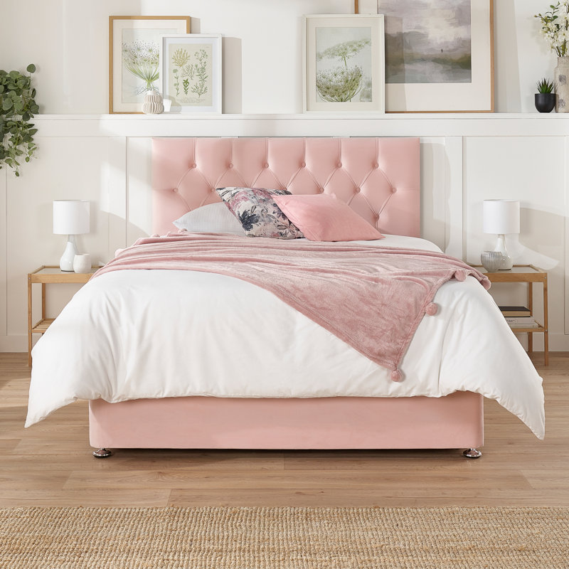 Amanjot Coilsprung Divan Bed Set, Small Double (4'), Rose, No Drawers