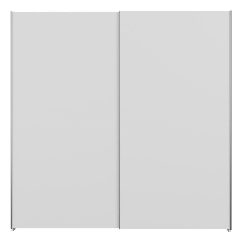 Modern sliding door wardrobe, 2-doors, space-saving, engineered wood, white, 210cm H x 200.1cm W x 39.1cm D