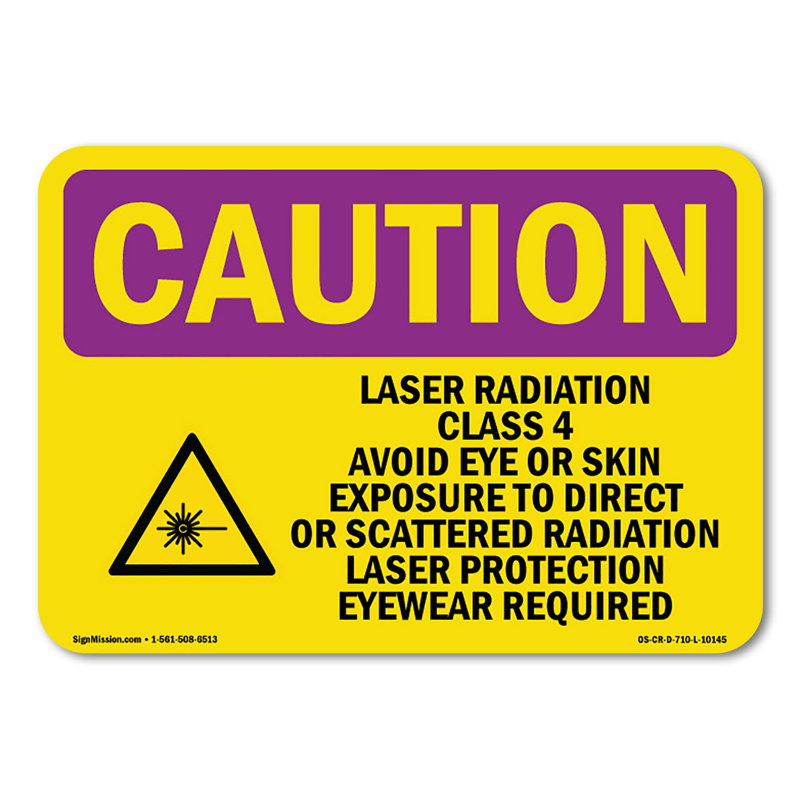 Décalcomanie à rayons laser de classe 4 à éviter avec symbole 5 po x 3,5 po, H 3,5 po x l 5 po x P 0,1 po