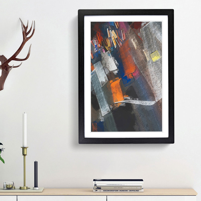 Strokes of Colour in Abstract - Picture Frame Graphic Art Print, Black Framed, 87cm H x 62cm W x 2cm D