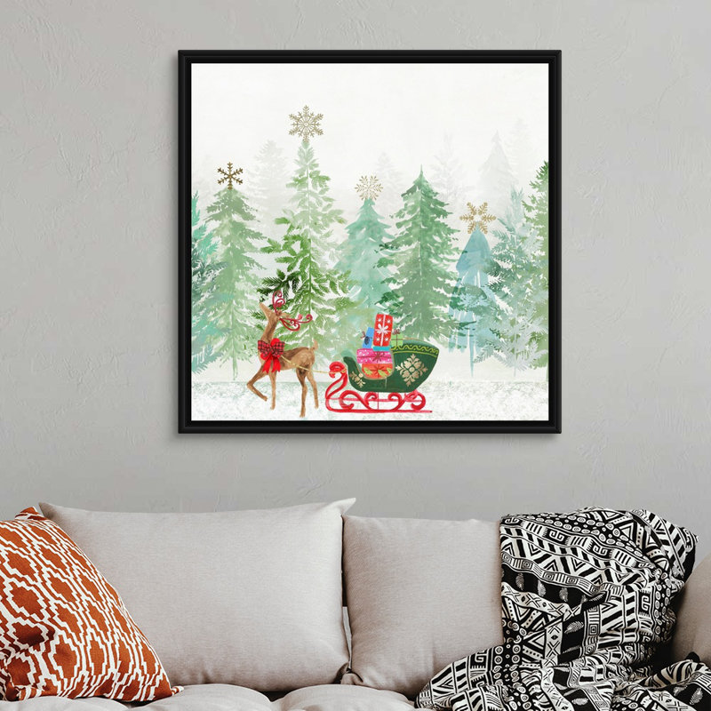Holiday Greetings - reproduction d'art sur toile, 38" H x 38" W x 1.75" D, Cadre noir