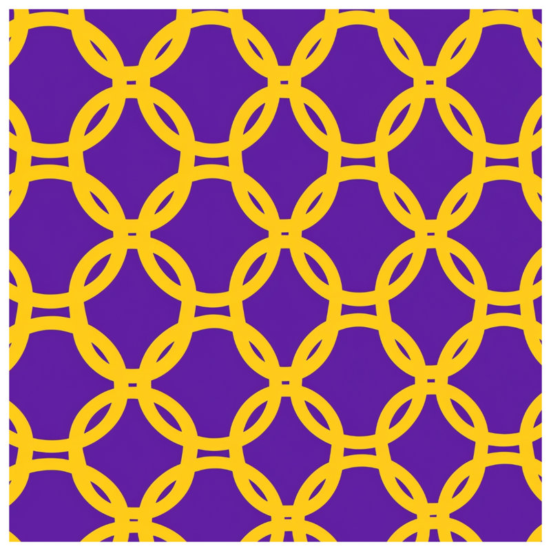 Couvertures mauves à cercles entrelacés jaunes, 60in W x 80in H