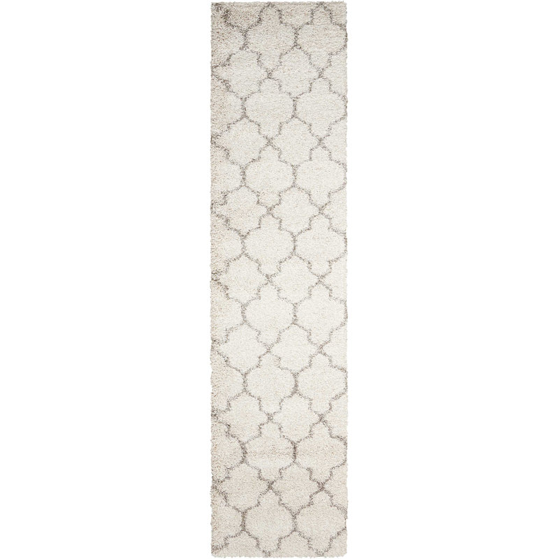 Tapis marocain crème à poils longs Sigrid, Tapis de couloir 2 pi 2 po x 10 pi