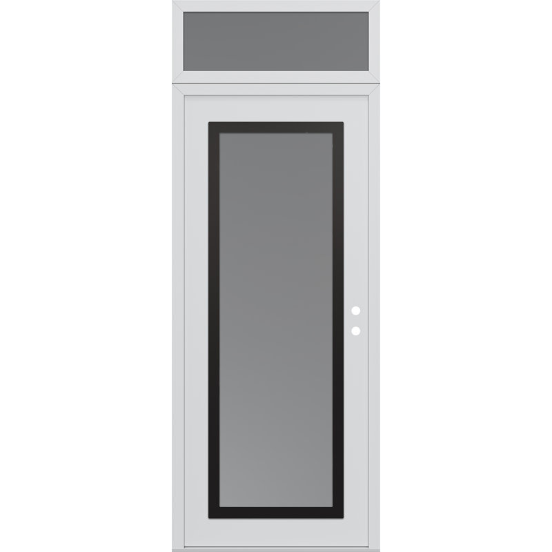 Porte d'entrée avant h1 panneau noir acier blanc / blanc avec traverse pré-montée, Gelé, Gauche