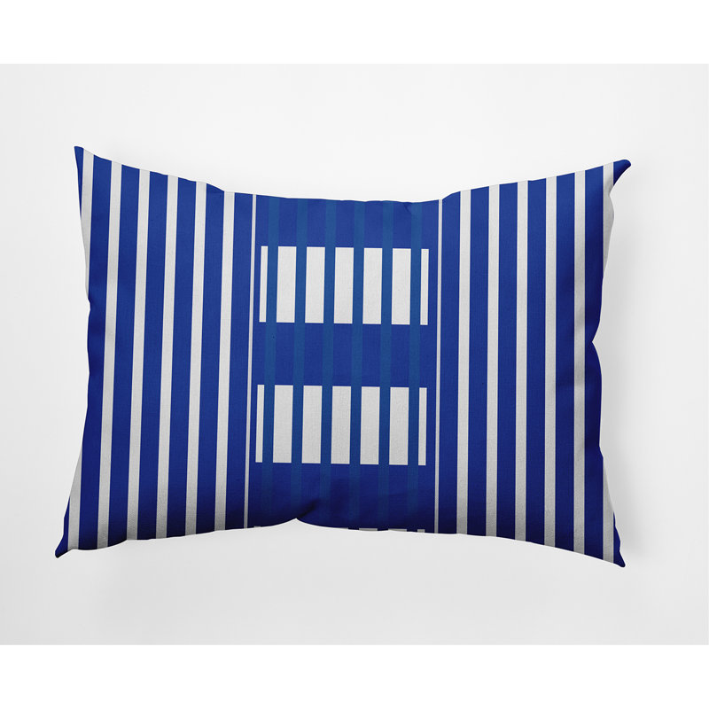 Striped Outdoor Reversible Throw Pillow, Blue