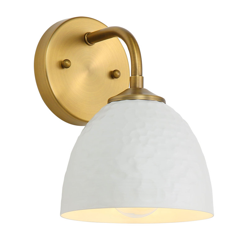 Lesniak 1-Light Wall Sconce in Modern Brass, White