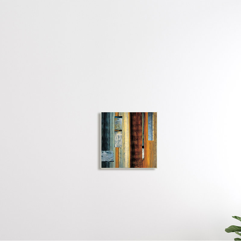 «Rustic Abstraction», brun, orange, bleu, impression, Plaque murale, H 12 po x l 12 po