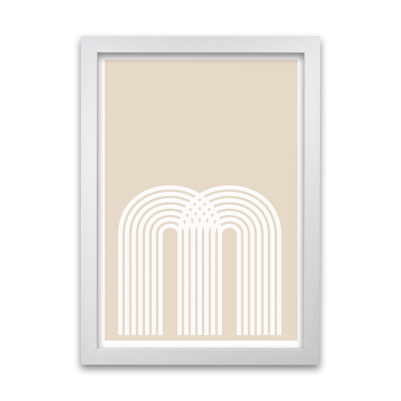 Art Deco Neutral Original - Print, 59cm H x 42cm W x 3cm D, White Frame