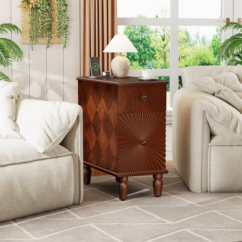 2 Drawer Modern Sofa Side Table