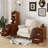 End Table With 3 Drawers, Corner Table With 2 Open Shelves, Tall Side Table For Bedroom And Corner, Walnut-2058002470
