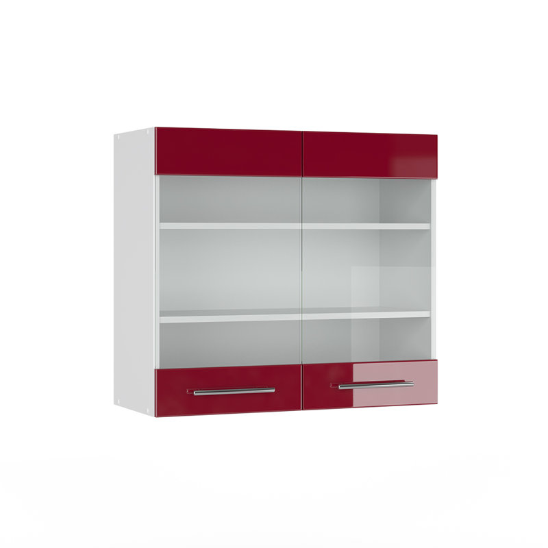 Bethani 72Cm H x 80Cm W x 34Cm D Oak Wall Cabinet, Red/White