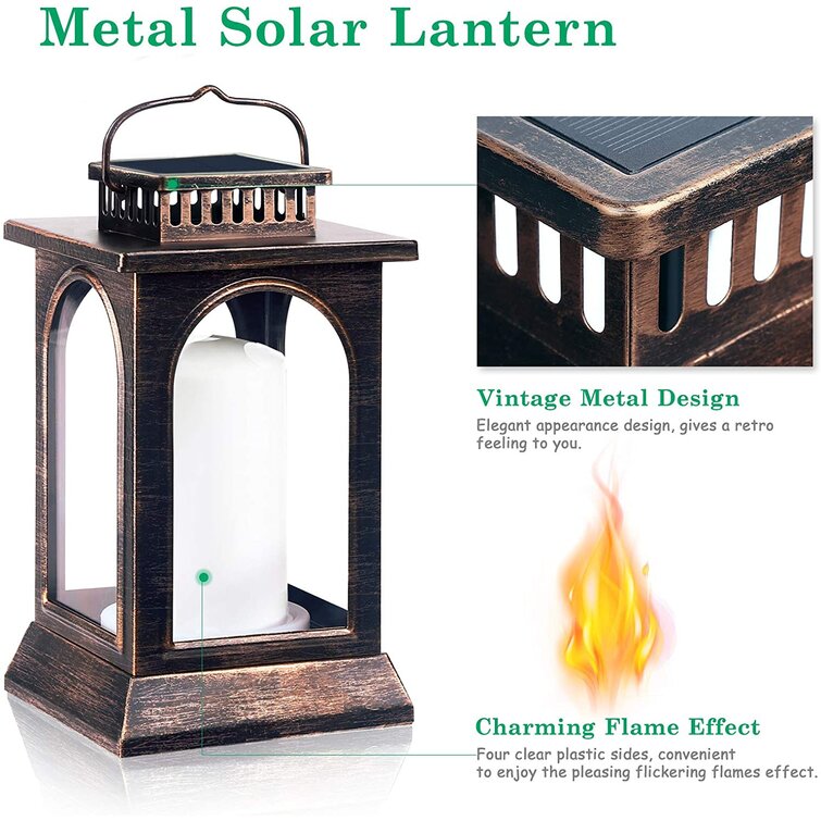 KOOPER Solar Lantern Outdoor Lights, Vintage Flickering Flame Solar  Lanterns Lights Outdoor Waterproof, Hanging Outdoor Solar Lanterns Lights,  Solar