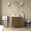 OVE Decors Gabi Meuble-lavabo simple autoportant en noyer chaud avec plateau en pierre blanche-115302739