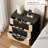 28" Fluted Night Stand & Modern Bedside Table, 3 Drawer Nightstand with Charging Station-1526370372