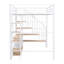 Lit mezzanine double en métal avec escalier, table de rangement basse et tablettes de rangement-1636286270