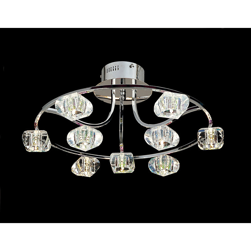 Lombardo Glass Semi Flush Mount, 9 Light
