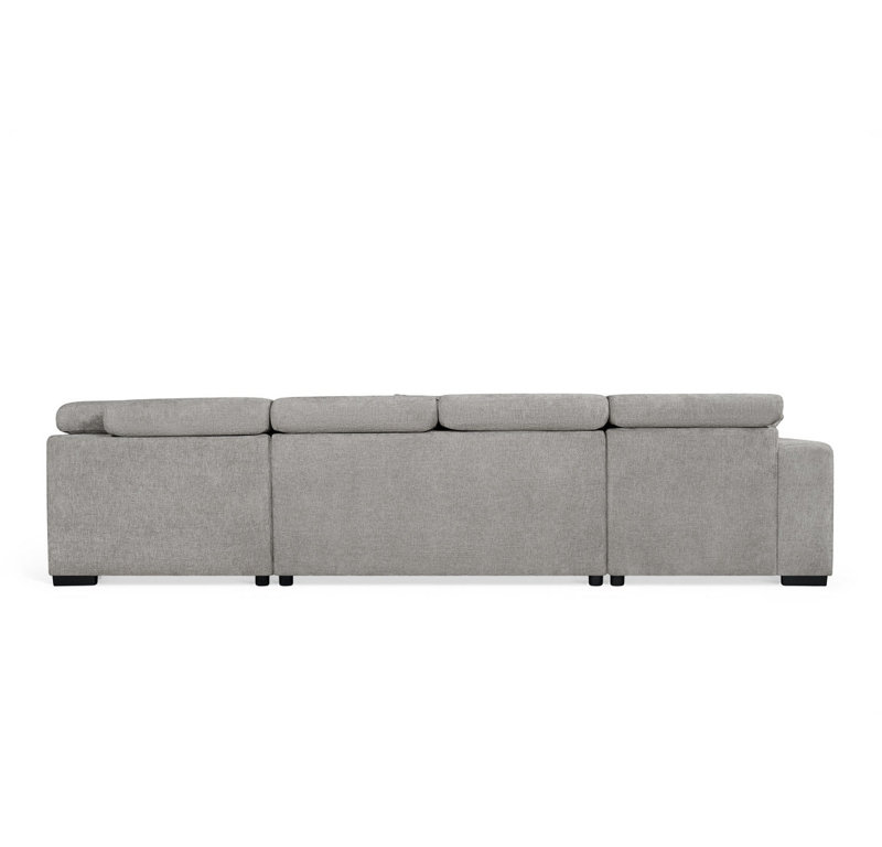 5 Seater Sofa Bed, Right Hand Facing, Grey Chenille