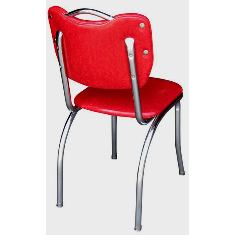 Retro Home Upholstered Handle Back Dining Chair, Cracked Ice Red