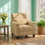 Fauteuil d'appoint rayé en lin et bois massif V 32,5 po x P 33,75 po x H 36,2 po Vee-129593341