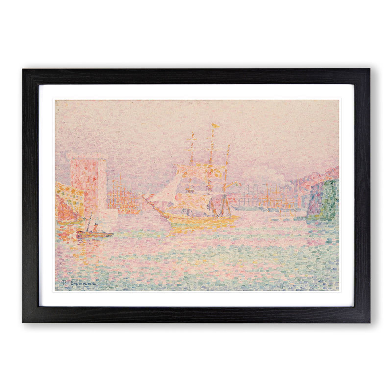 The Harbour at Marseilles by Paul Signac - Picture Frame Painting, Black, 48cm H x 65cm W x 2cm D