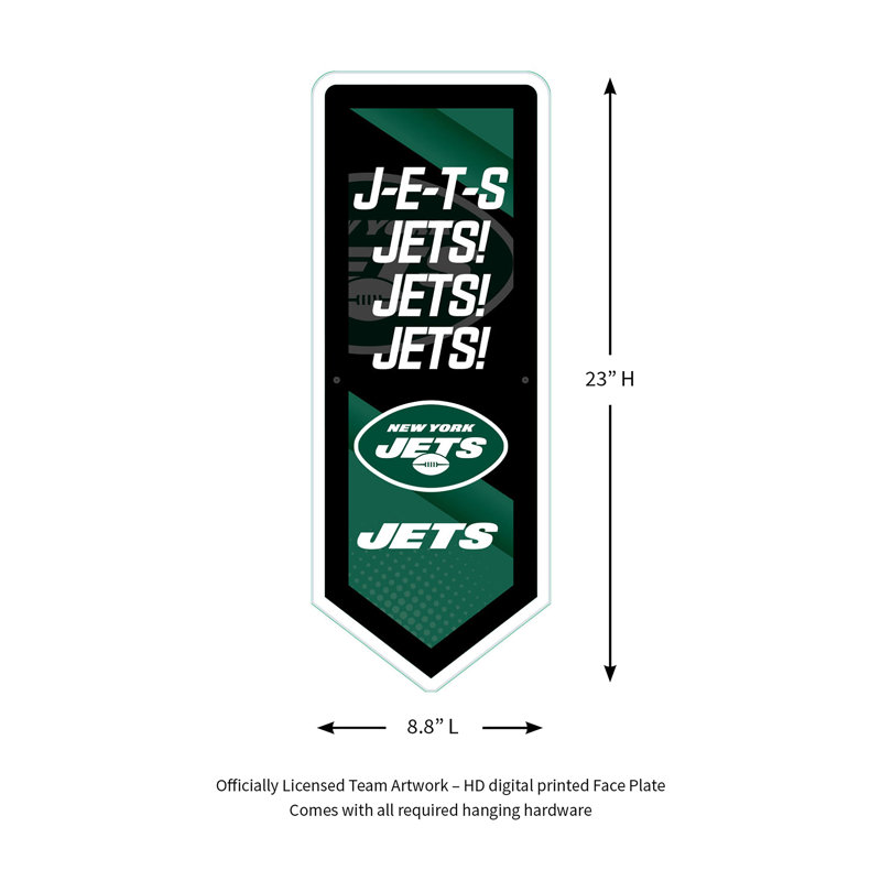 NFL LED Pennant Shaped Lighted Wall Sign, New York Jets