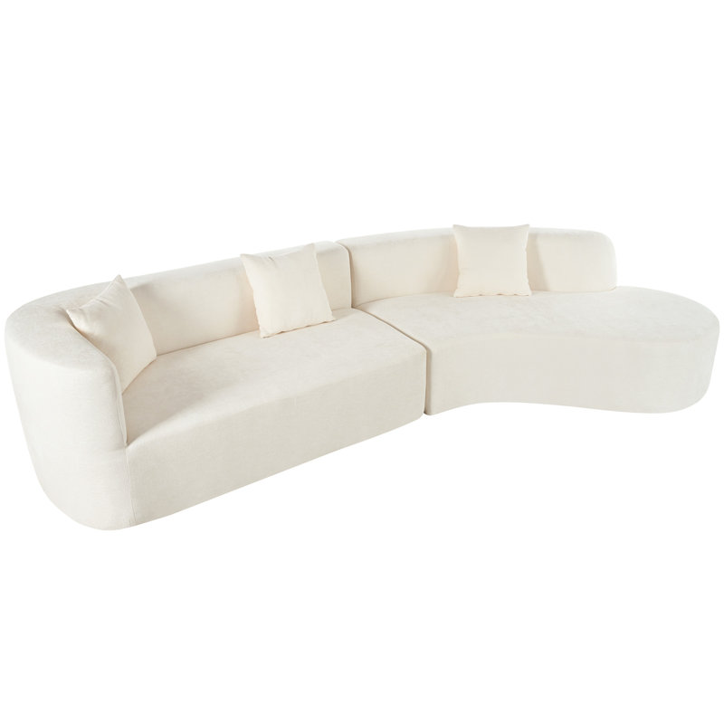 Grand canapé modulaire 2 pièces avec 3 coussins U_Style, Polyester beige