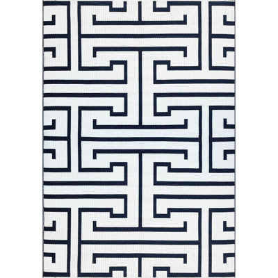 4' X 6' Greek Key Outdoor Mat, Off White