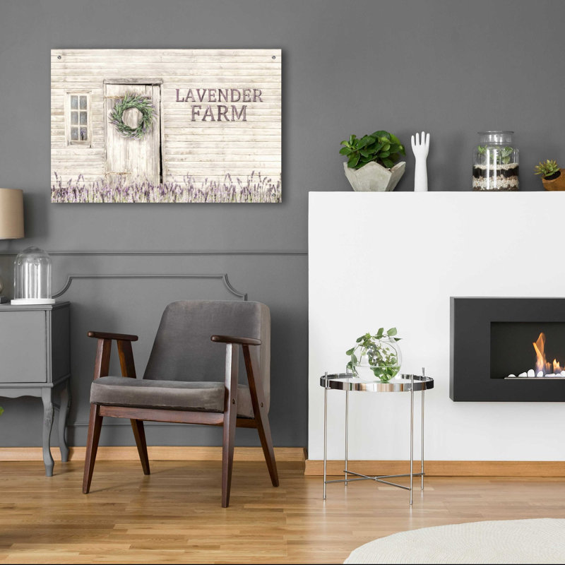 «Lavender Farm» par Lori Deiter, art mural en verre acrylique, H 24 po x l 36 po x P 0,2 po