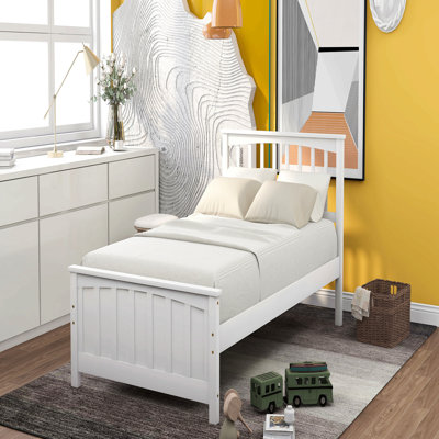 Wood Platform Bed Twin size Platform Bed, White