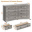 Commode 10 tiroirs pour chambre à coucher, meuble télé, rangement et rangement, gris poussiéreux-1823870167