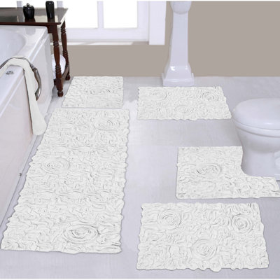 Freida Plush floral Complete Bath Rug set (Set of 5)