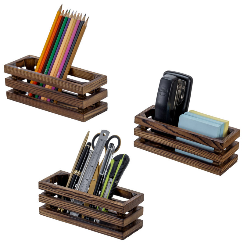 3 Piece Wood Magnetic Pen Holder
