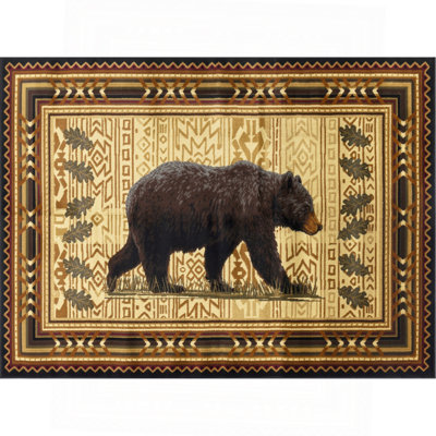 Black 2 Ft. 7 In. X 7 Ft. 3 In. Lodge Area Rug