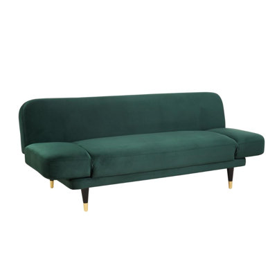 Silas Green Velvet Fabric Sofa Bed With Adjustable Armrests