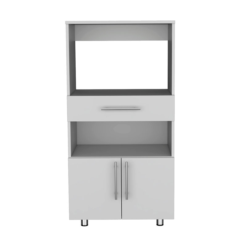 Armoire de garde-manger avec support pour micro-ondes, multifonctionnelle avec tiroir et 2 portes