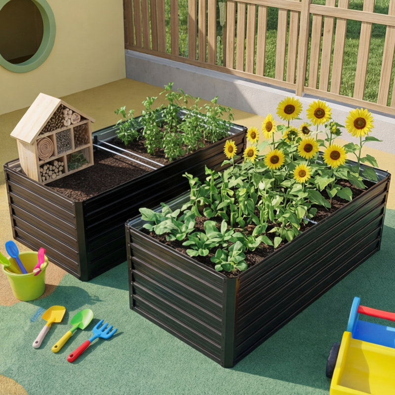 Ensemble de 2 lits de jardin surélevés en métal galvanisé 6 x 3 x 2 pi, boîtes à fleurs en acier de couleur antirouille pour légumes, herbes et fleurs d'extérieur
