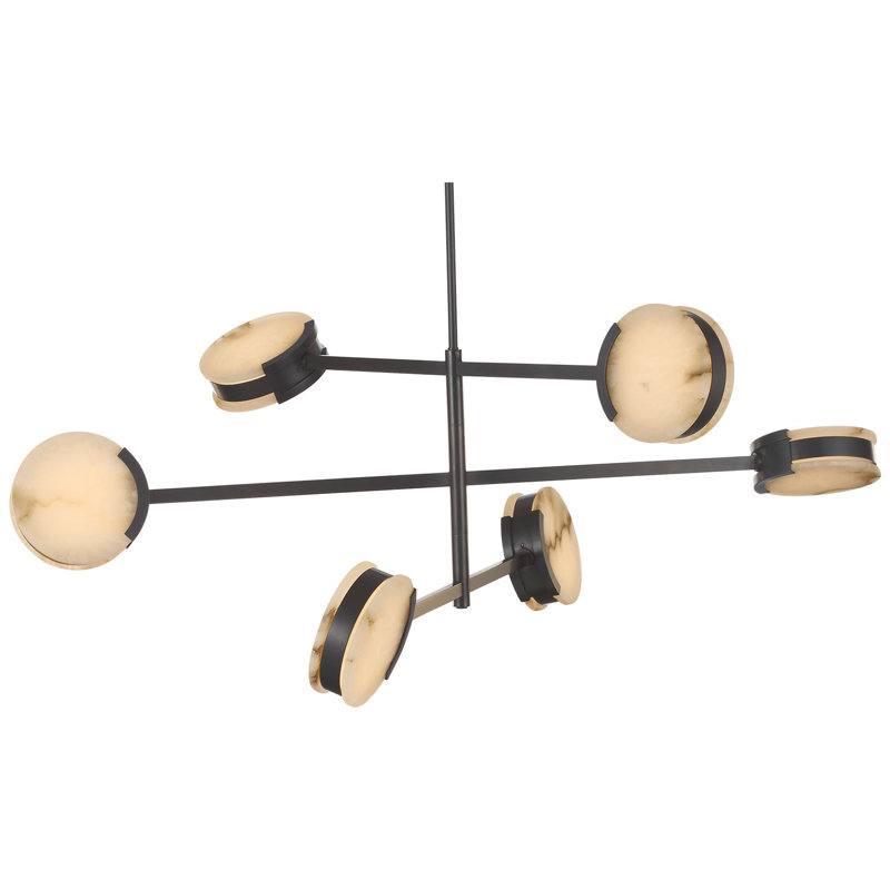 Kelly Wearstler Melange 48" Multi-Positional Chandelier with Alabaster, Bronze