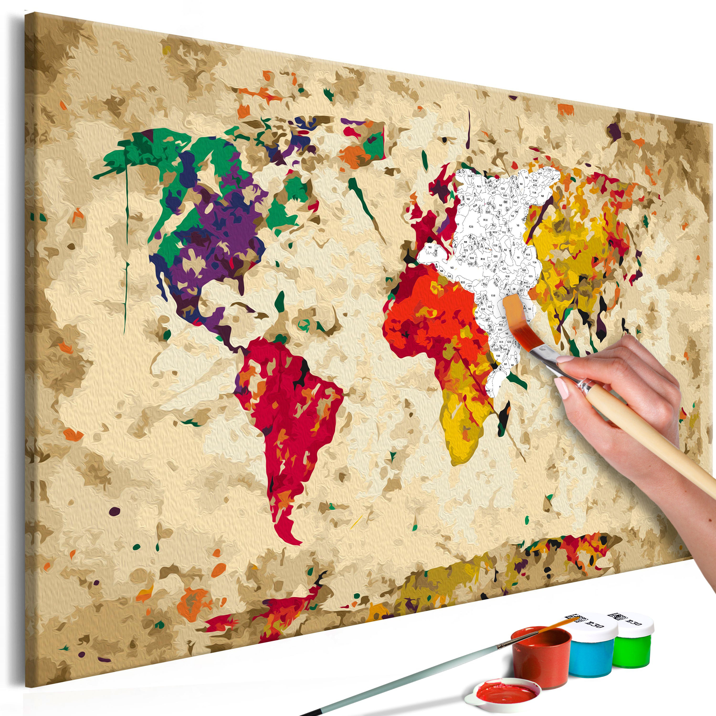 17 Stories Paint By Numbers Kit - World Map Color Splashes | Wayfair