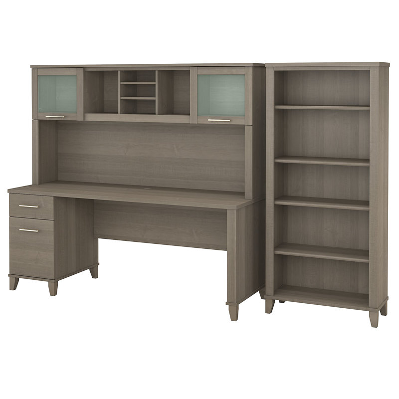 Bureau avec huche Ovia, Gris cendre