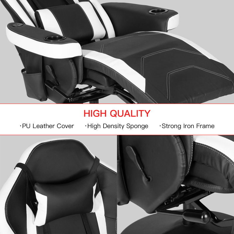 Fauteuil ergonomique pour PC et jeux de course, Blanc