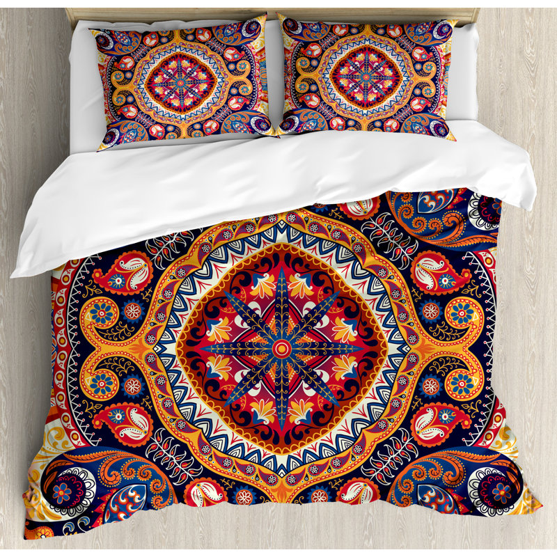 Paisley Multicolor Microfiber Queen Duvet Cover Set