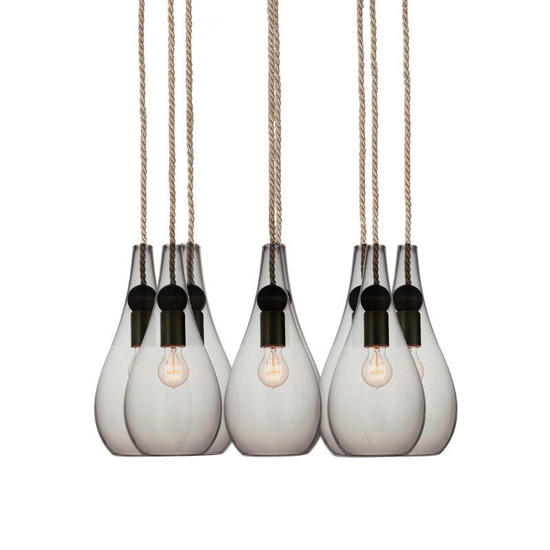 Earth 8 - Light Chandelier, Smoke Glass, Ship Rod, 60" H x 16" W x 16" D